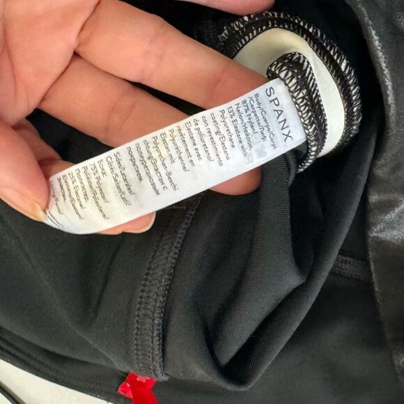 SPANX Side Stripe Tummy Control High Waist Faux Leather Leggings - Picture 7 of 7